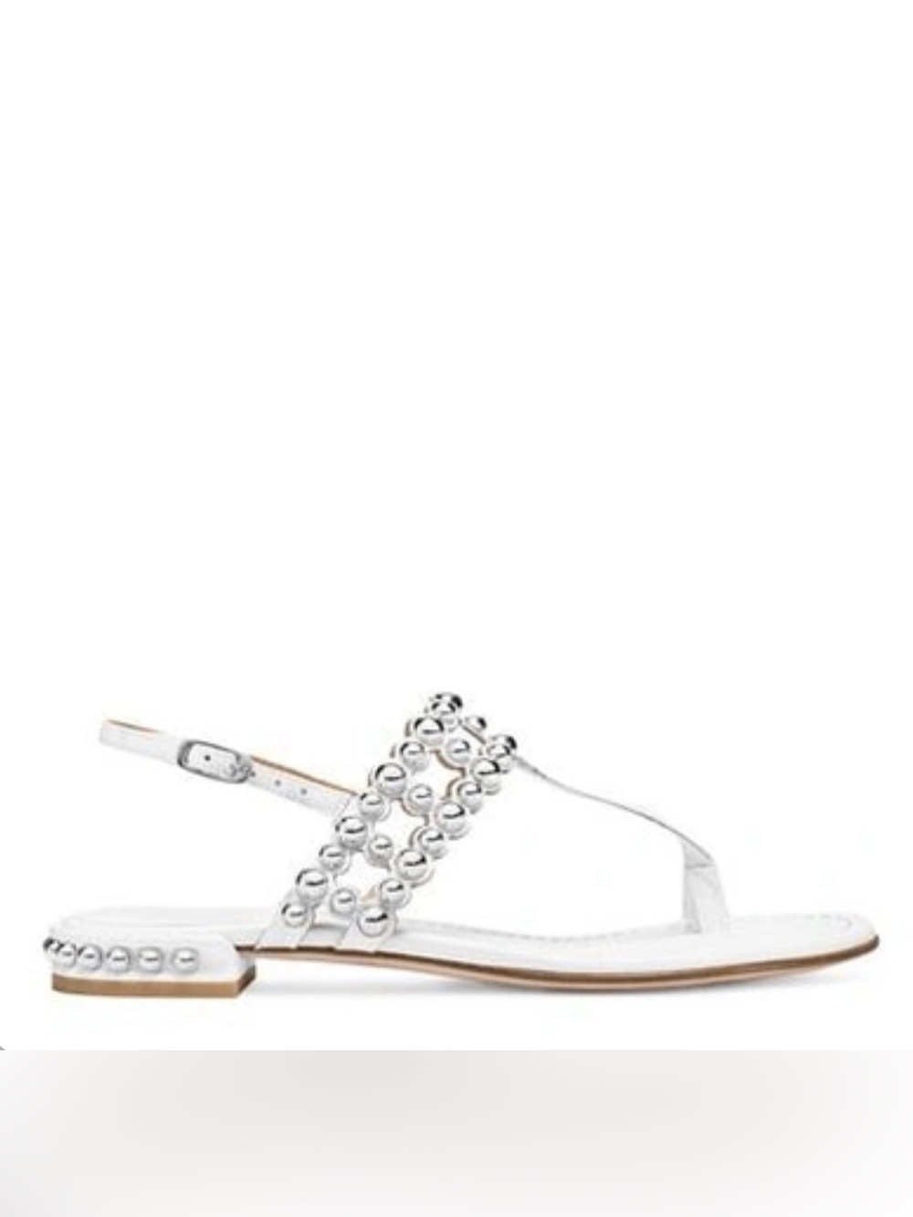 Stuart Weitzman Sandals The Taxi Embellished Leather T-Strap Flat Studded Chic 7